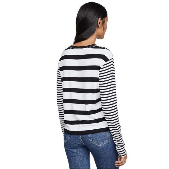 Splendid Long Sleeve Stripe Crop Top Size Large - Picture 2 of 6